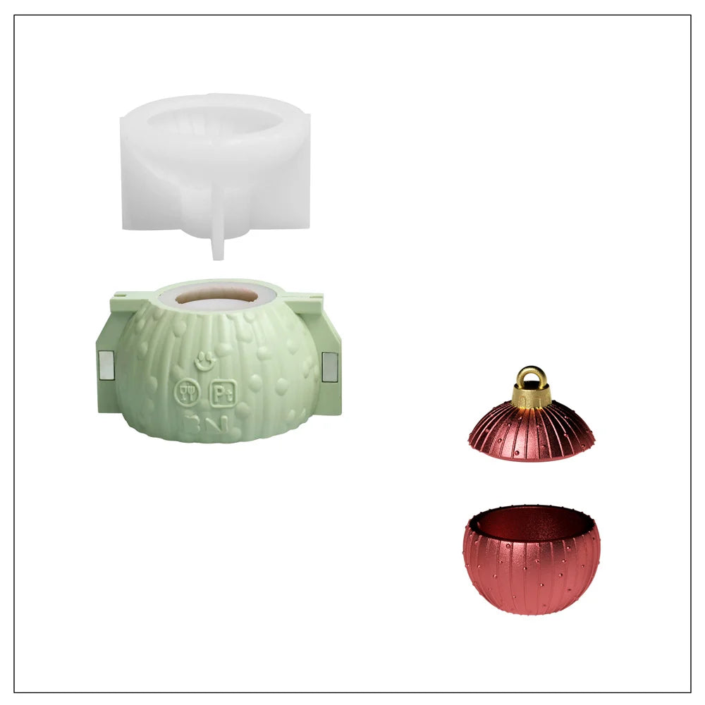 Twinkle Bauble Candle Jar Silicone Mold – 4oz Concrete Jesmonite Mold for DIY Candle Making & Christmas Home Décor