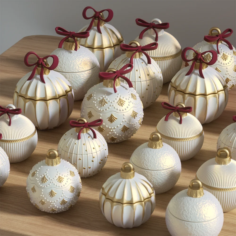 Twinkle Bauble Candle Jar Silicone Mold – 4oz Concrete Jesmonite Mold for DIY Candle Making & Christmas Home Décor