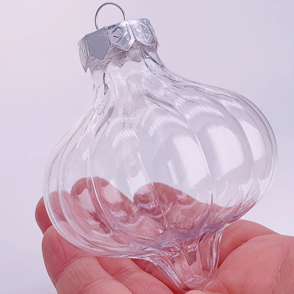 6pcs Transparent Shatterproof Christmas Baubles – 80mm Plastic Ornaments
