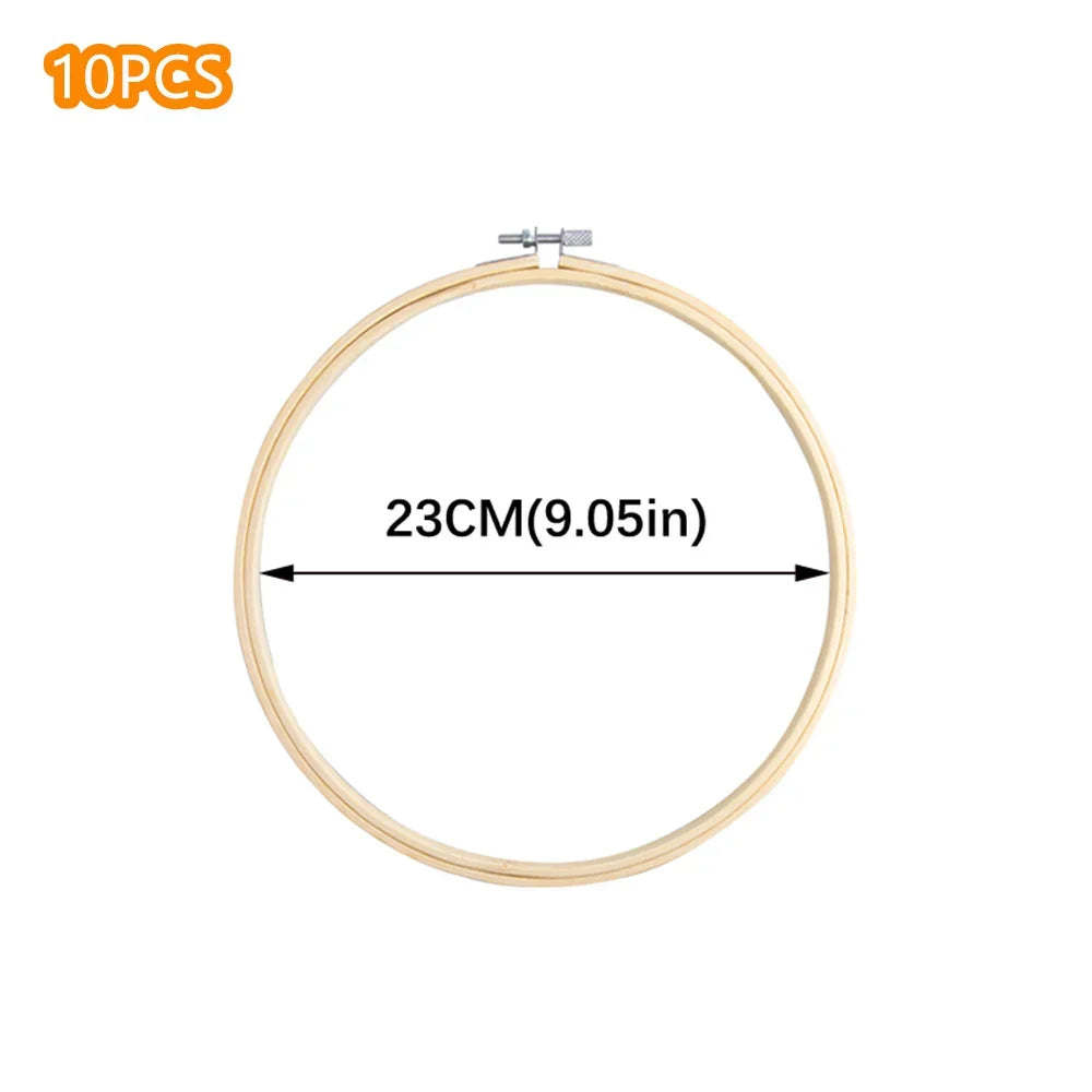 10pcs Bamboo Embroidery Hoops Frame Set