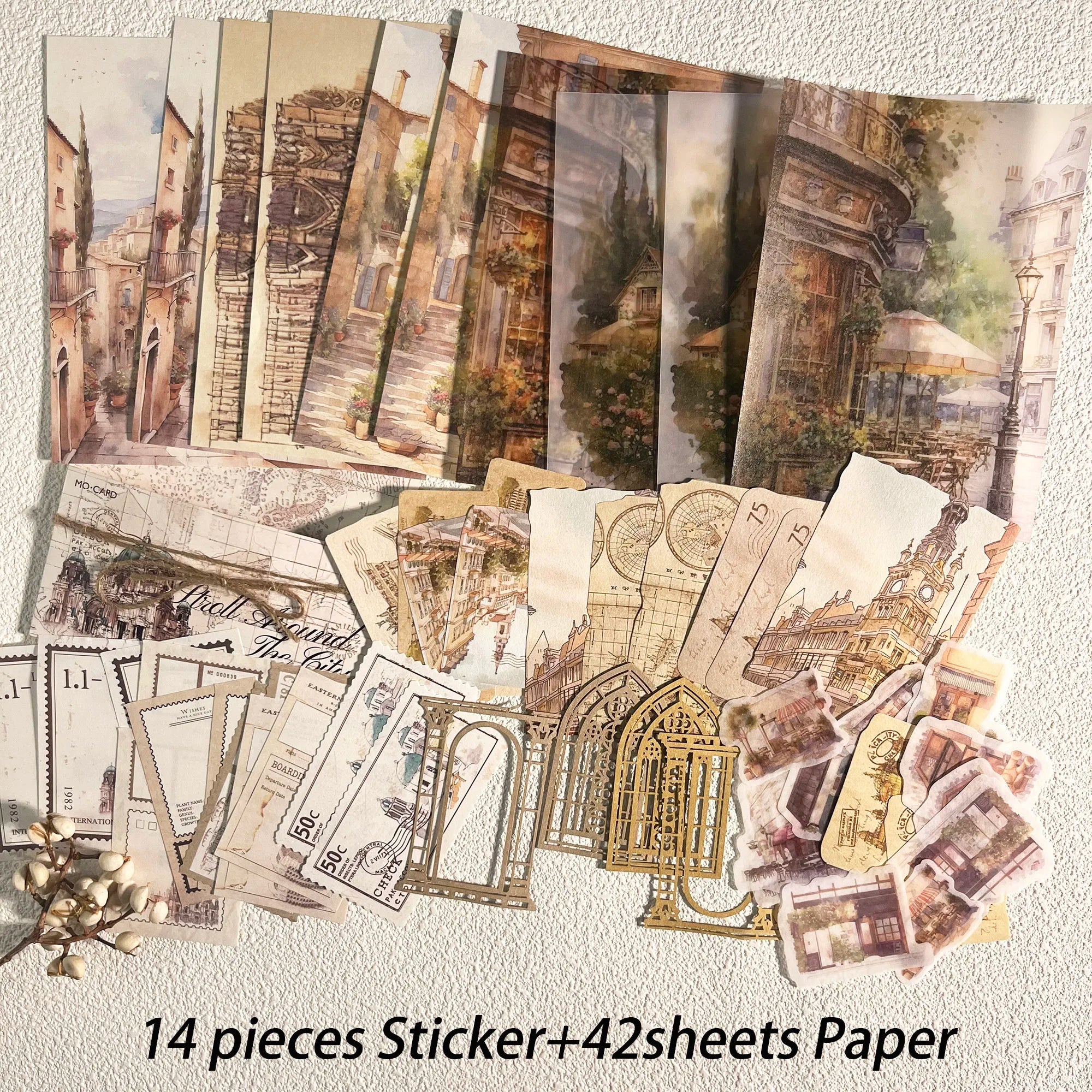 Vintage Aesthetic Scrapbook Kit – 56PCS Stickers & Papers for DIY Crafts & Journals
