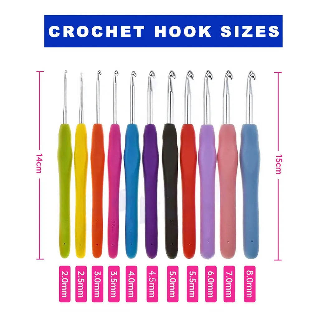 Crochet Hook Kit with Storage Bag Soft Handle Aluminum Needles