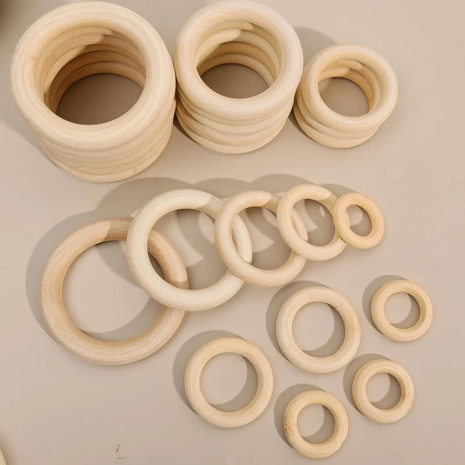 Unfinished Solid Wooden Rings 30–70mm for DIY Crafts