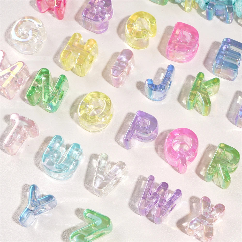 Mixed Color Acrylic Letter Beads – 5PCS Clear Spacer Beads for Jewelry & DIY Crafts