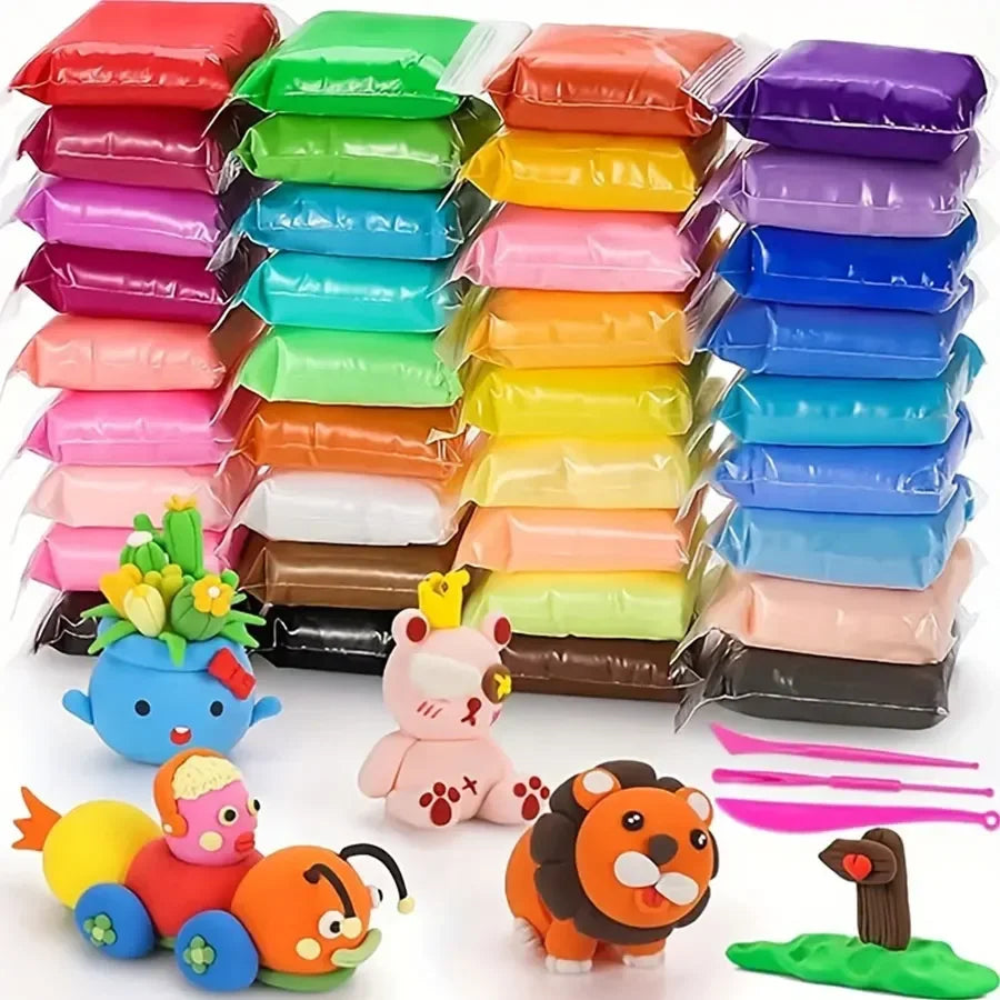 36-Color Air-Dry Clay Set – Ultra Light Modeling Clay with Tools for Kids & DIY Crafts