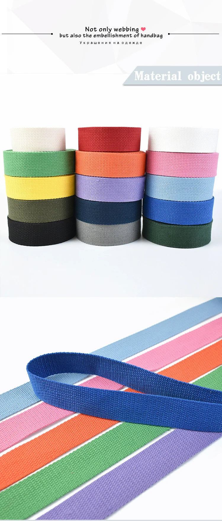 4M Cotton Webbing Tape – 1.3mm Thick Strap for Bags, Belts & DIY Sewing (20–50mm)