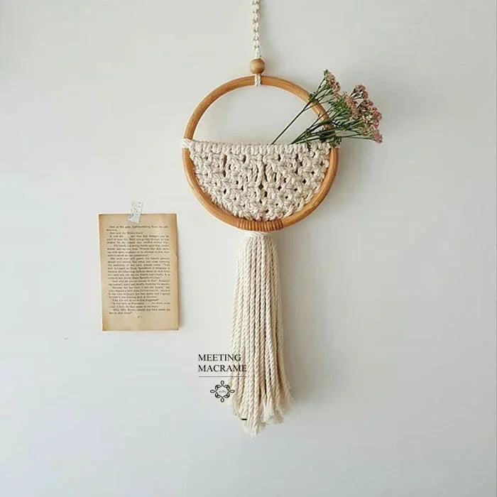 Nordic Round Macrame Wall Hanging – Boho Woven Door & Dorm Decor