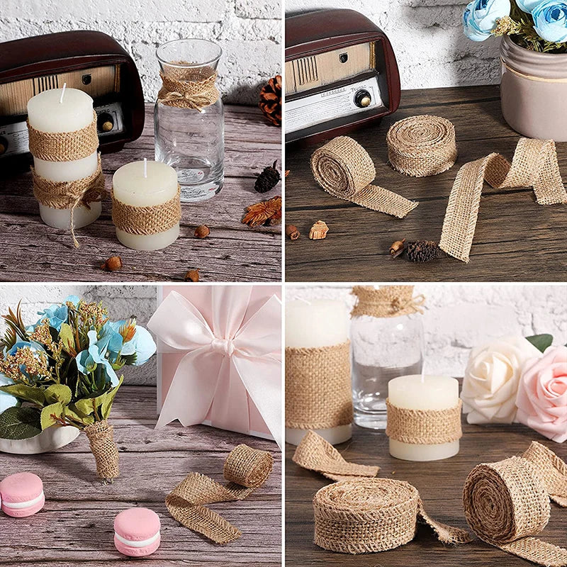 Jute Ribbon Roll – Rustic Burlap Fabric for DIY Crafts, Party Decorations & Gift Packaging