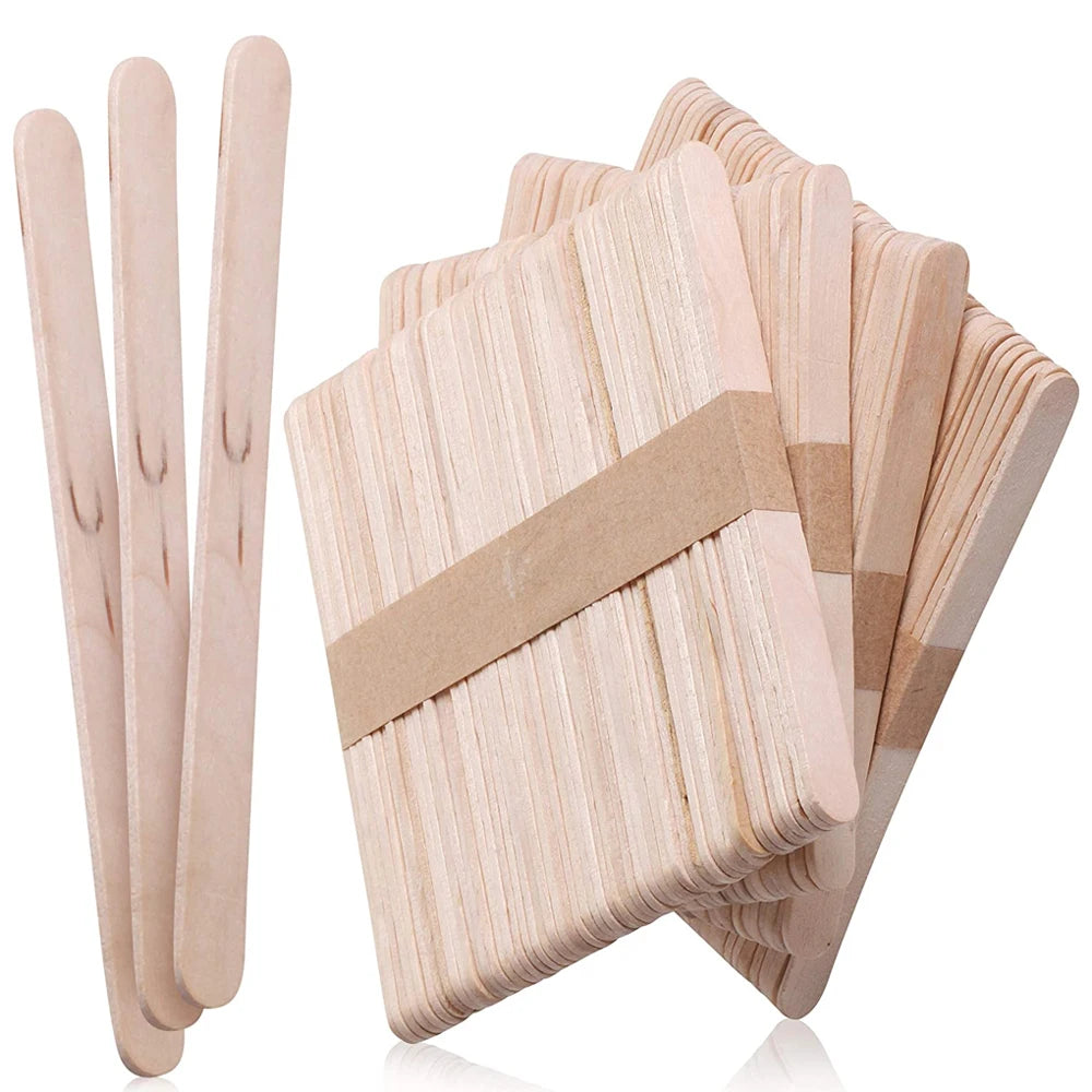 Wooden Ice Cream Sticks 50PCS – Popsicle, Lolly, Dessert & DIY Craft Tools