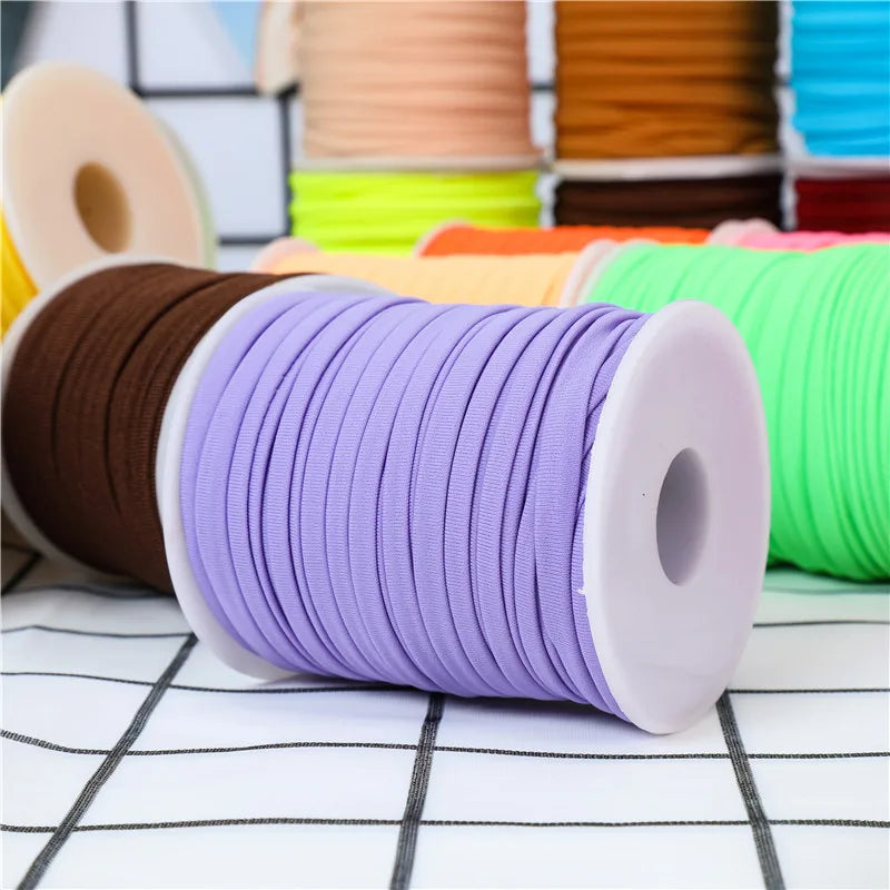5mm Elastane Cord – Plain Color Hollow Stitched Elastic Band (46 Colors)