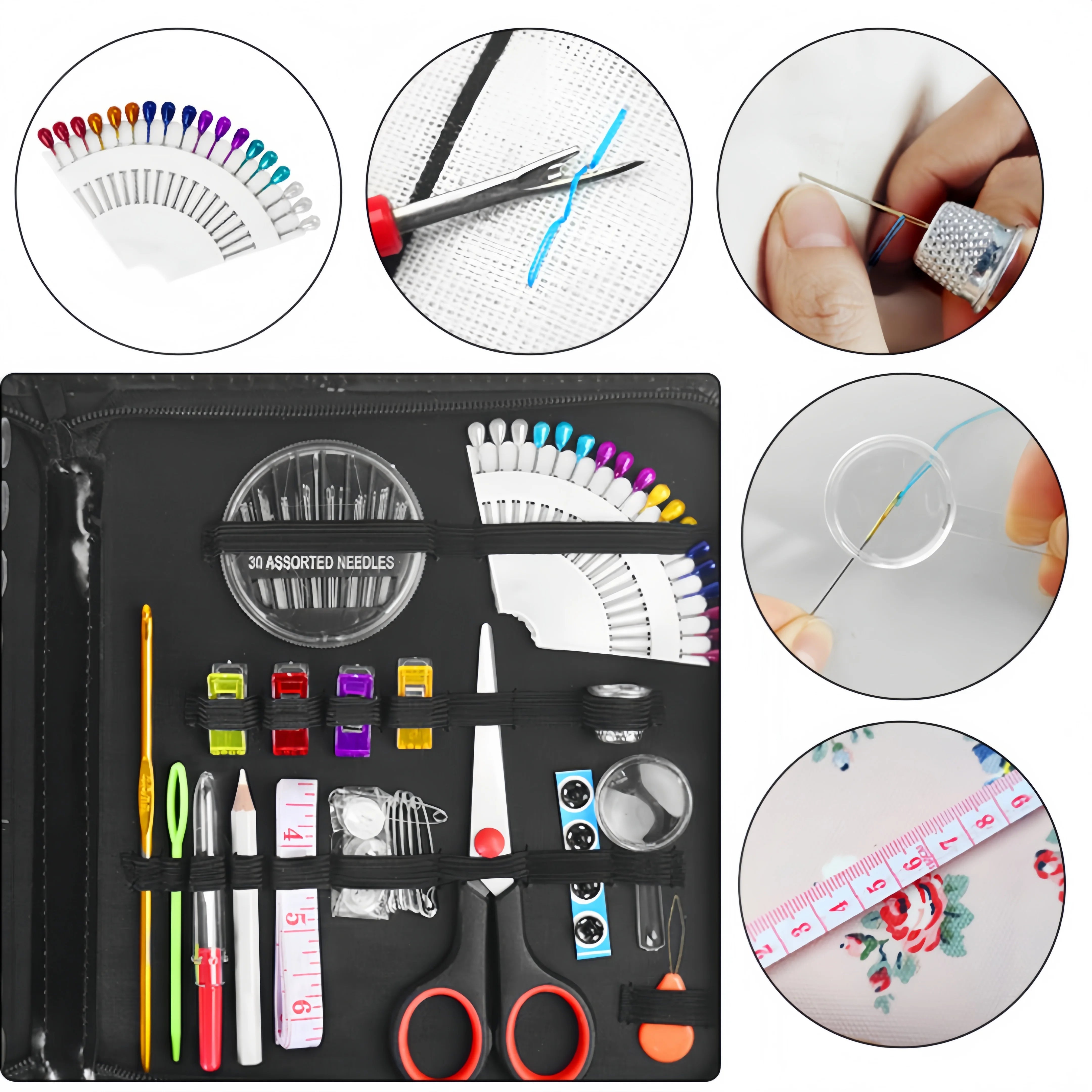 Complete Sewing Kit – Threads, Needles, Scissors & Accessories (Home & Travel)
