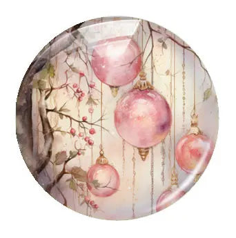 Handmade Christmas X-mas Winter Pink Gnomies Deer Snowman Bells Photo Glass Cabochon Flatback Demo Cameo For Diy Jewelry Making