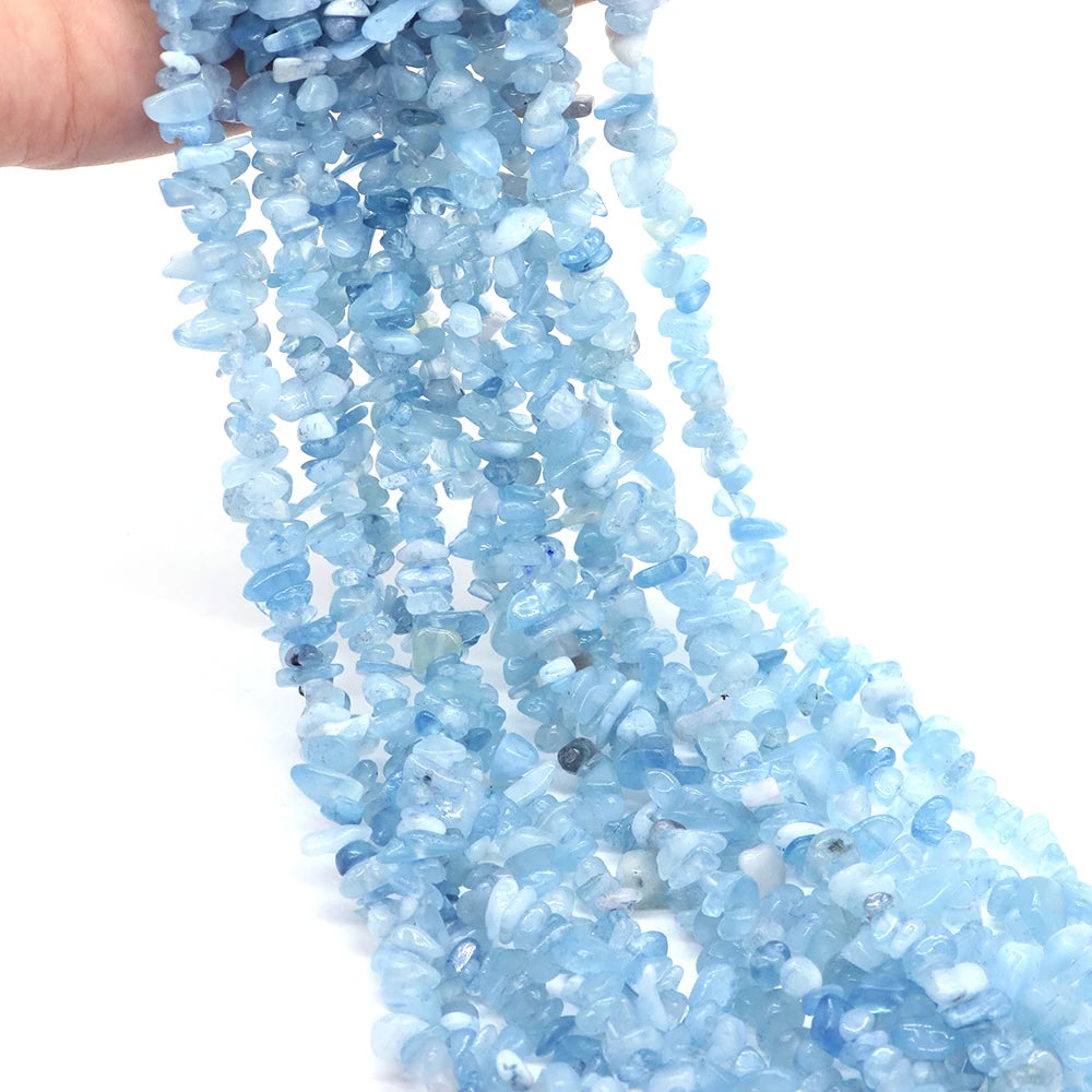 Natural Aquamarine Quartz Beads – Freeform Chips for DIY Jewelry & Crafts