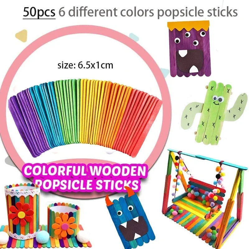 1000pcs Kids Craft Supplies Kit – Pipe Cleaners, Pompoms, Stickers, Feathers & Felt