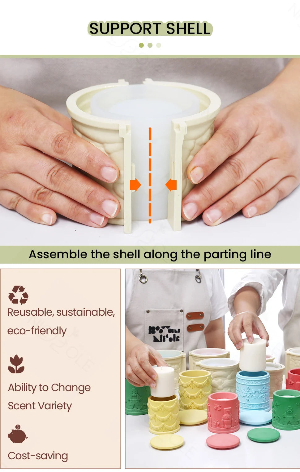 Christmas Candle Jar Silicone Mold – Nicole Christmas Tales Gypsum & Jesmonite Mold