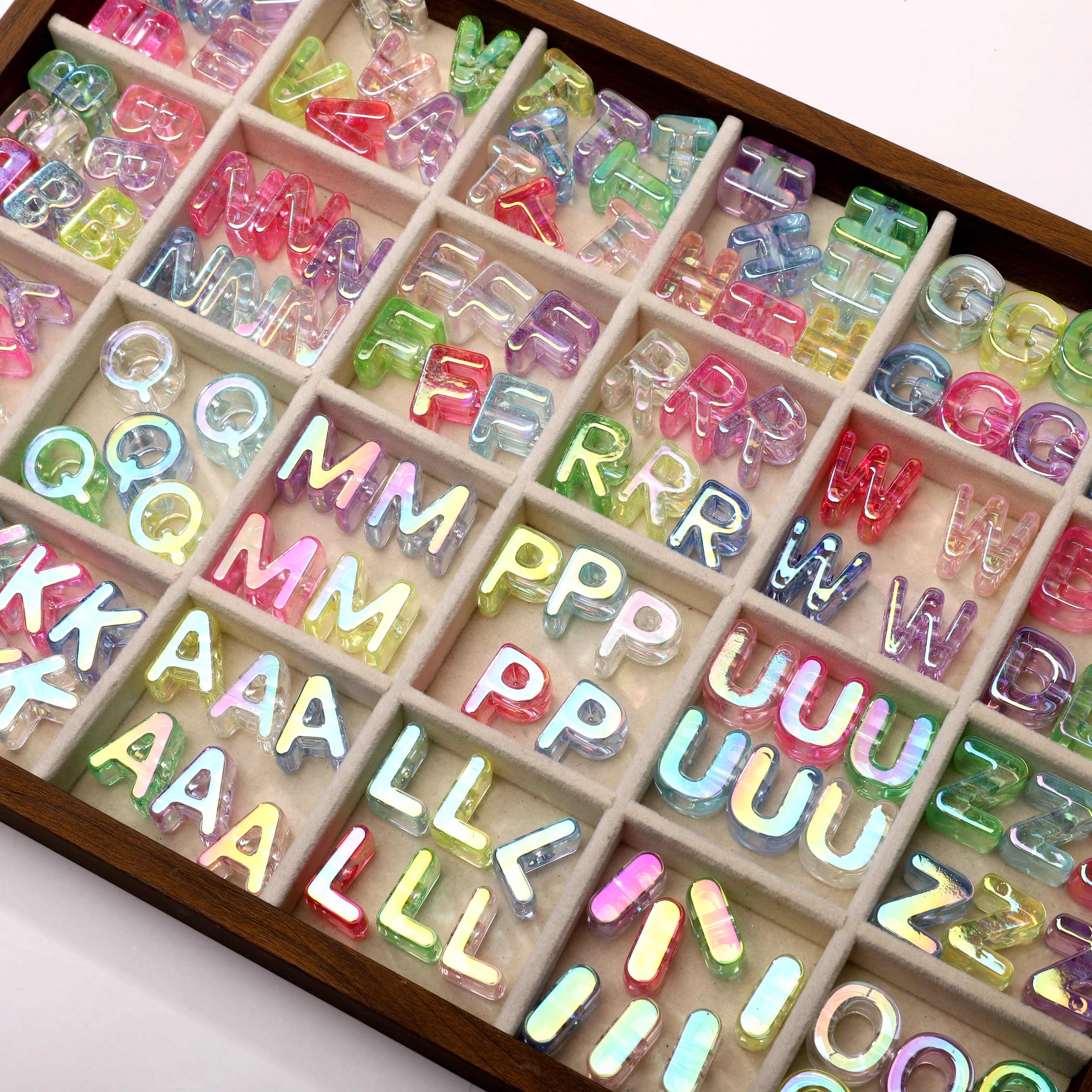 Mixed Color Acrylic Letter Beads – 5PCS Clear Spacer Beads for Jewelry & DIY Crafts