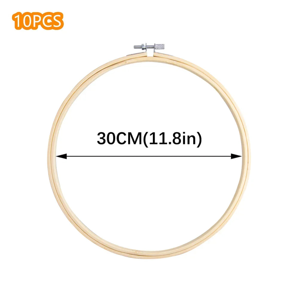 10pcs Bamboo Embroidery Hoops Frame Set