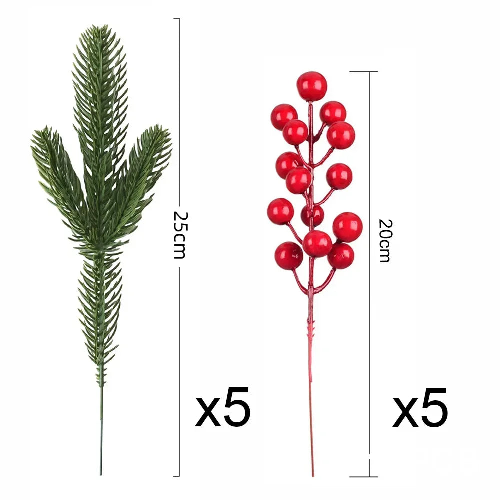 Artificial Pine Branches with Red Berries – Christmas Décor