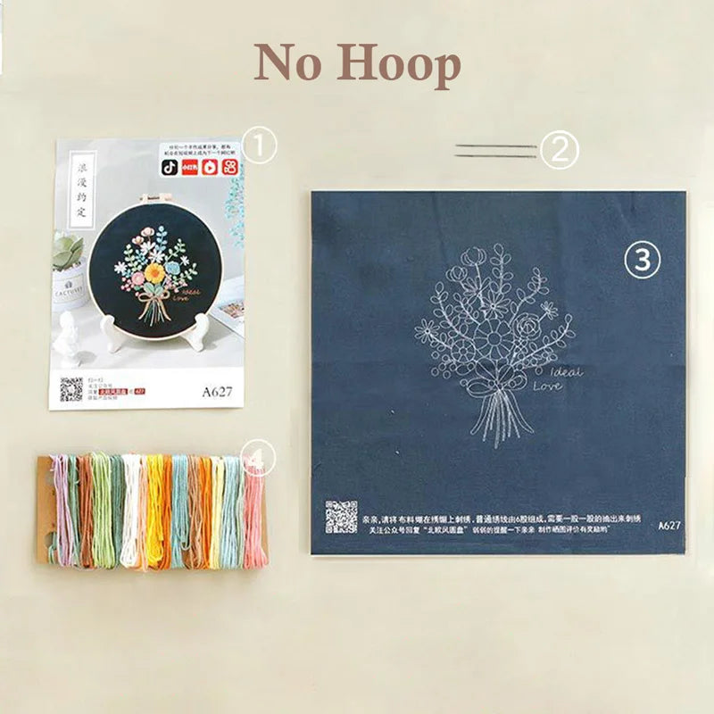 Embroidery Kit for Beginners – Fabric Cross Stitch Kit for Adults DIY