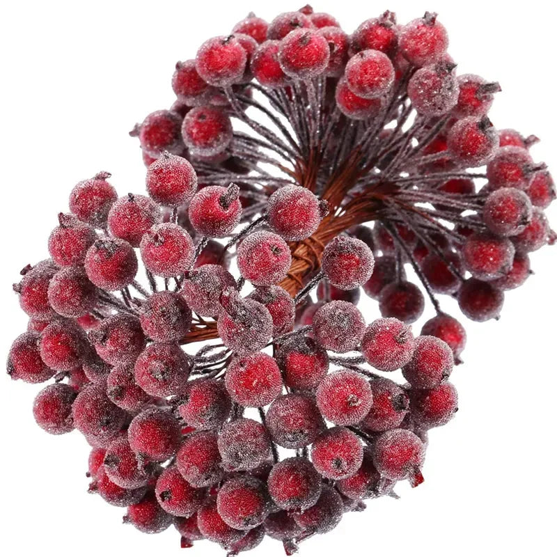Frosted Holly Berries – Mini Artificial Christmas Berry Bouquet for DIY Wreaths & Décor
