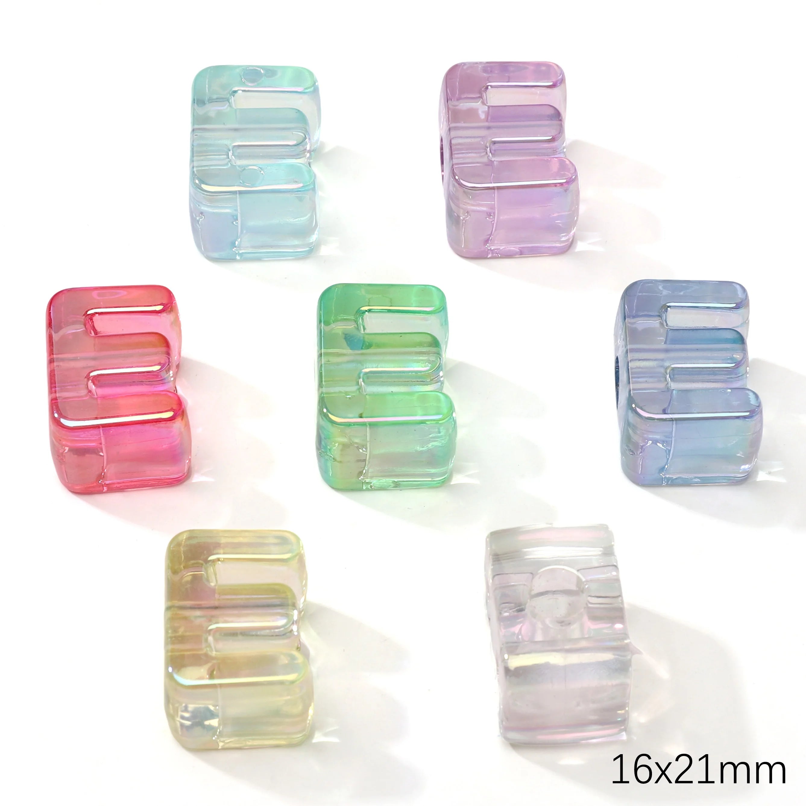 Mixed Color Acrylic Letter Beads – 5PCS Clear Spacer Beads for Jewelry & DIY Crafts