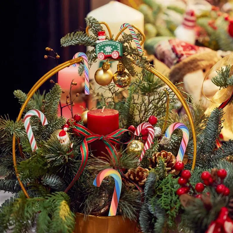 Kawaii Resin Candy Cane Cabochons – Christmas Flatback Craft Decorations (15/30/60/90PCS)