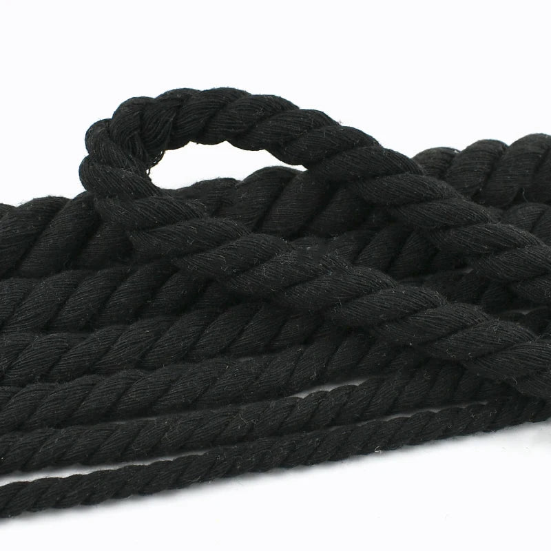 Black Macrame Cord – 2–10M Twisted Cotton Rope (5–20mm) for DIY Crafts & Home Décor