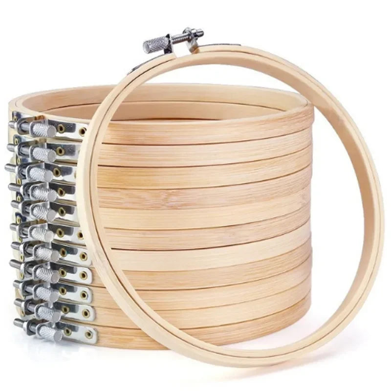 10pcs Bamboo Embroidery Hoops Frame Set