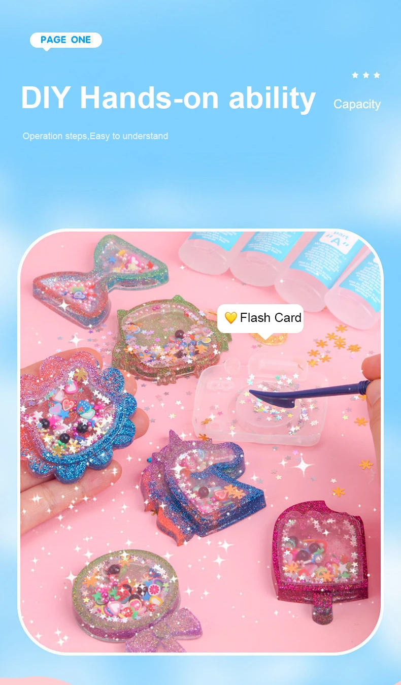 Kids DIY Crystal Glue Keychain Craft Kit – Fun Art Set for Girls