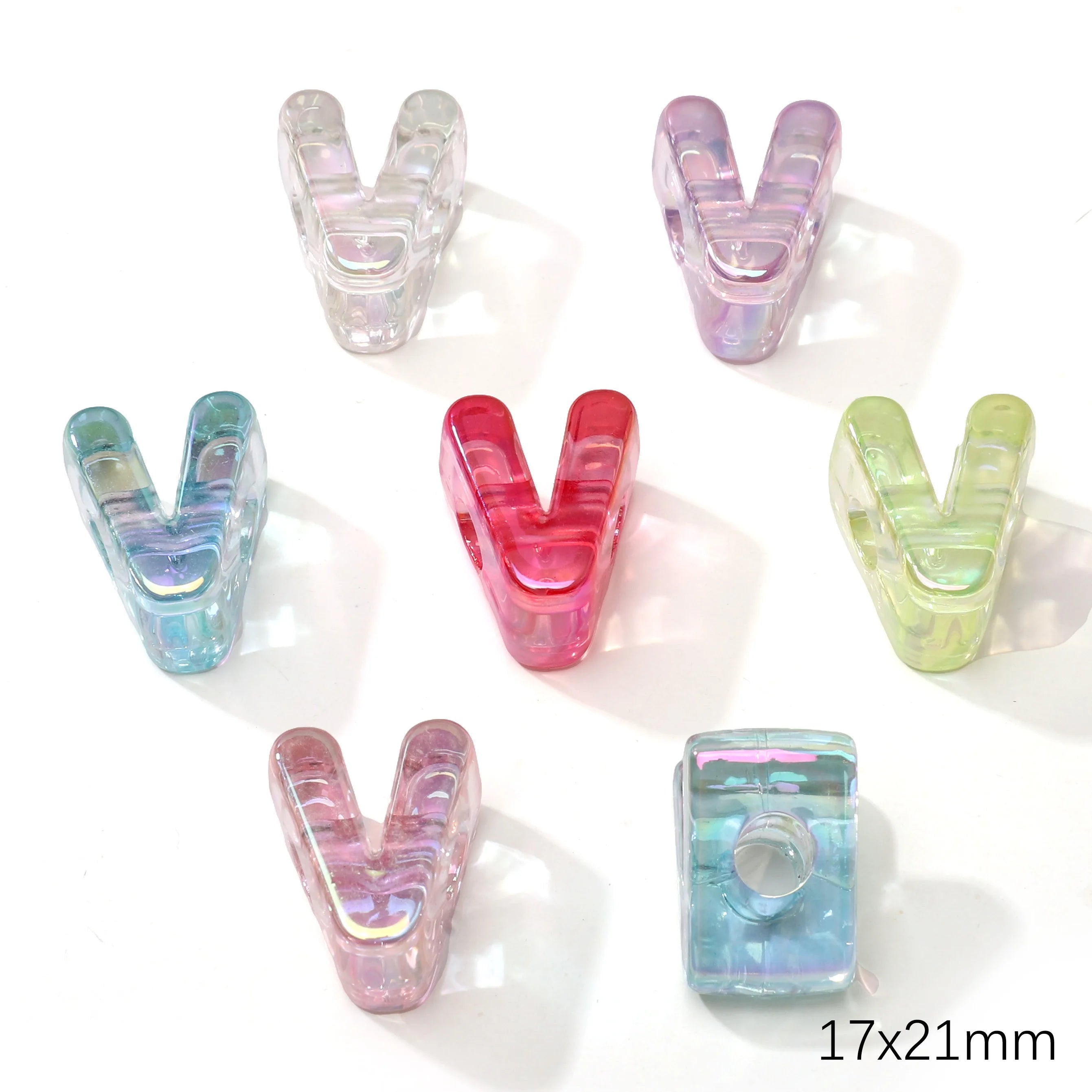 Mixed Color Acrylic Letter Beads – 5PCS Clear Spacer Beads for Jewelry & DIY Crafts