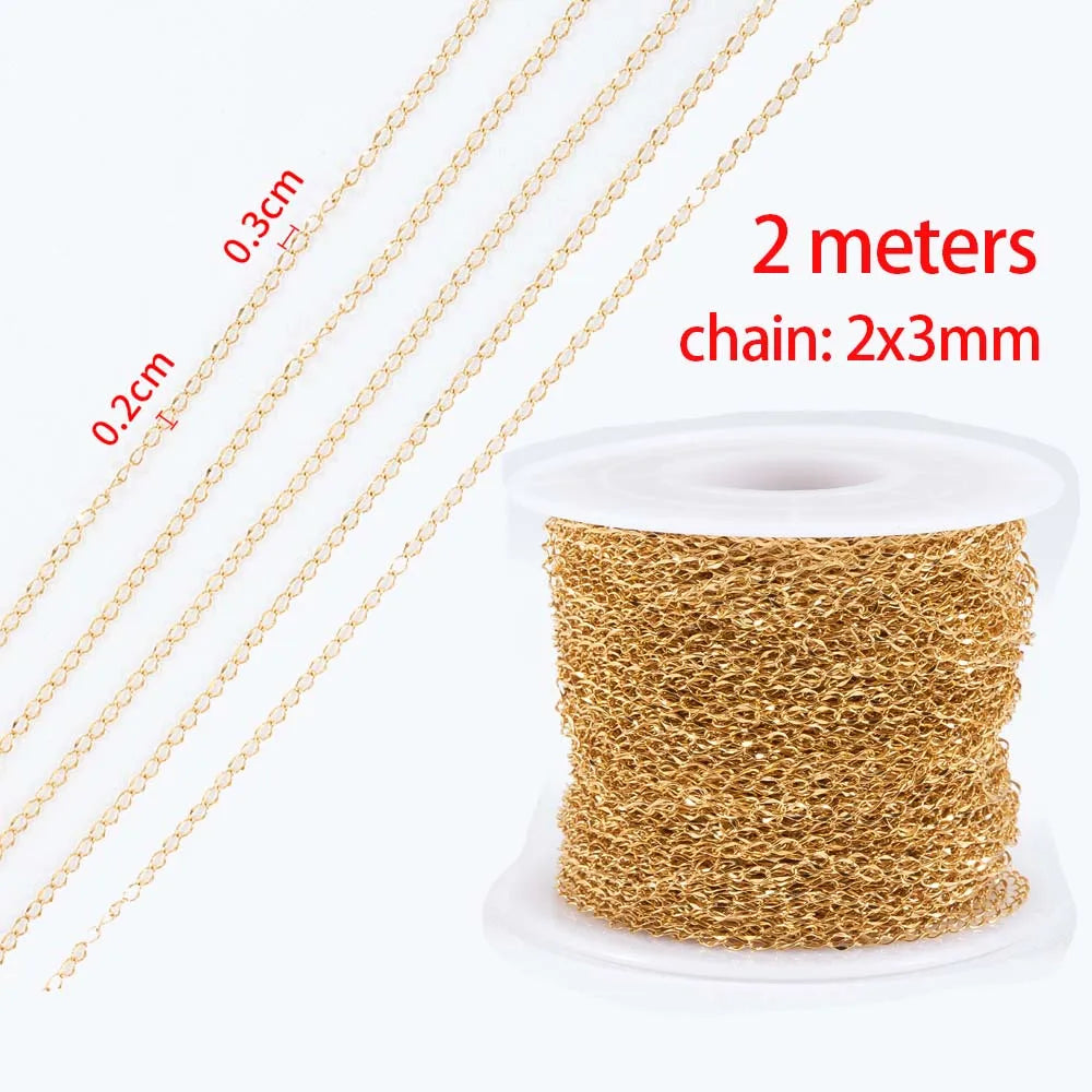 No Fade Stainless Steel Chain – 2M Gold Chain for DIY Jewelry Making