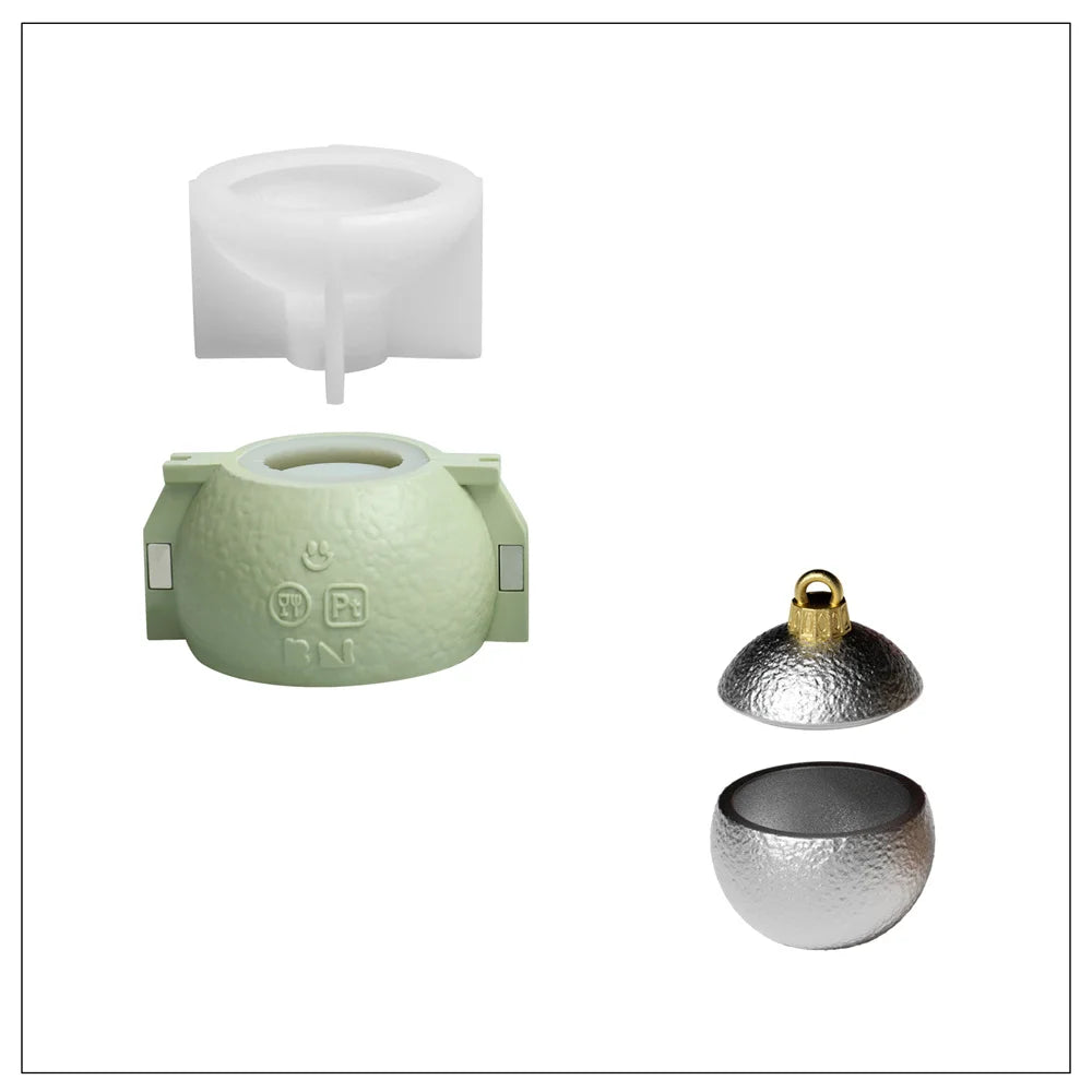 Twinkle Bauble Candle Jar Silicone Mold – 4oz Concrete Jesmonite Mold for DIY Candle Making & Christmas Home Décor