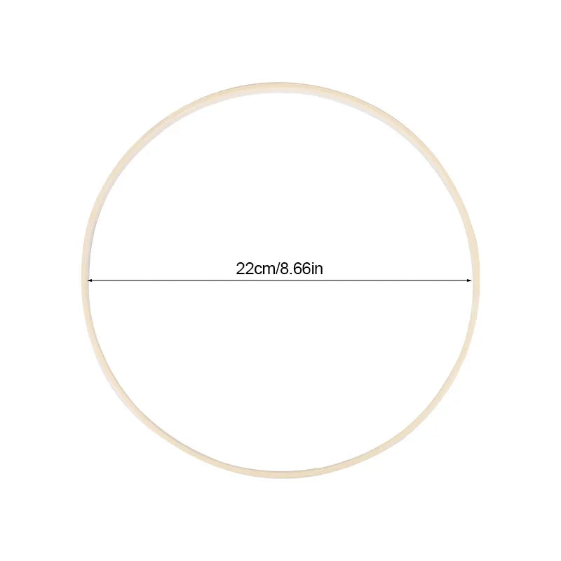 5PCS Wooden Bamboo Hoops – Round Rings for DIY Crafts & Home Décor