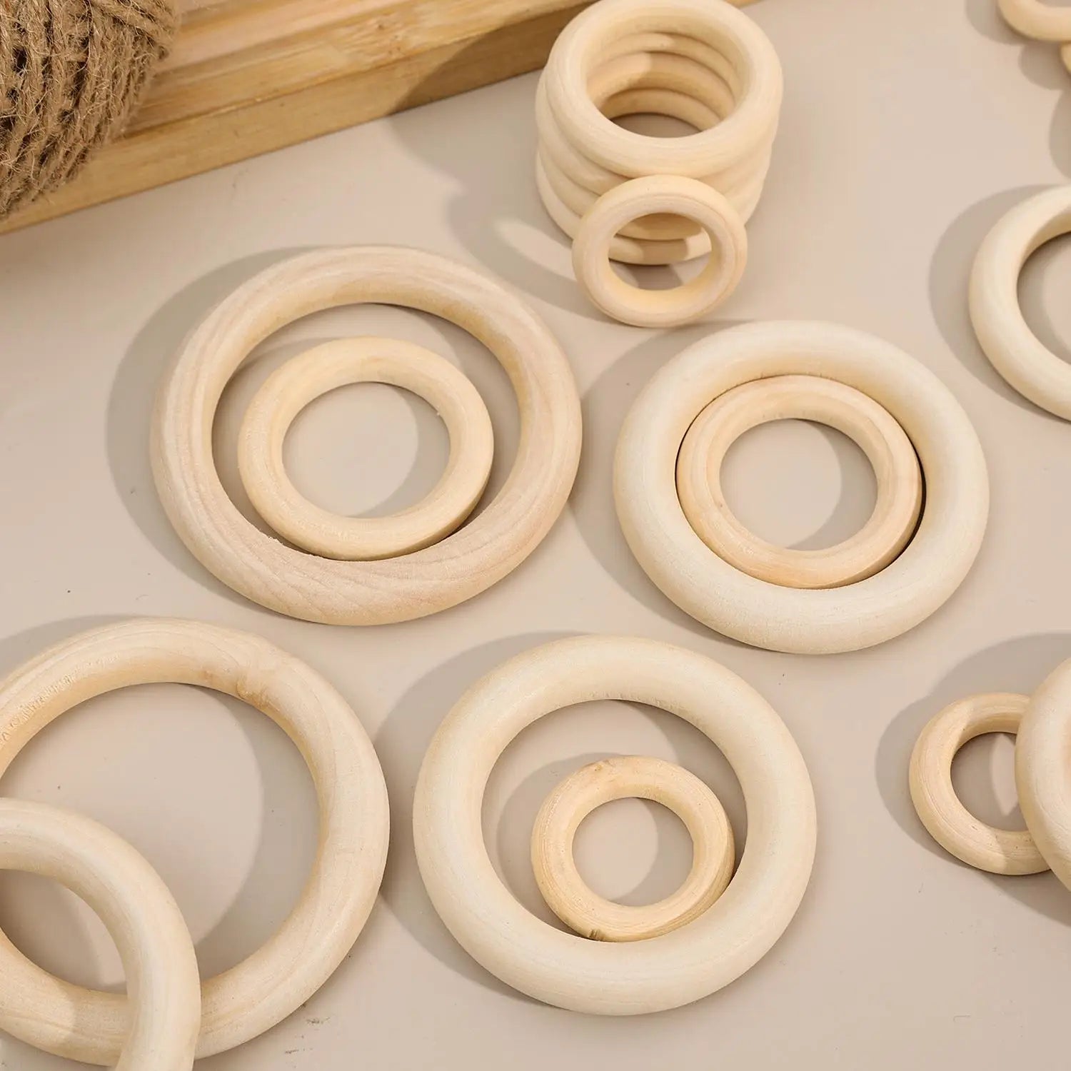 Unfinished Solid Wooden Rings 30–70mm for DIY Crafts