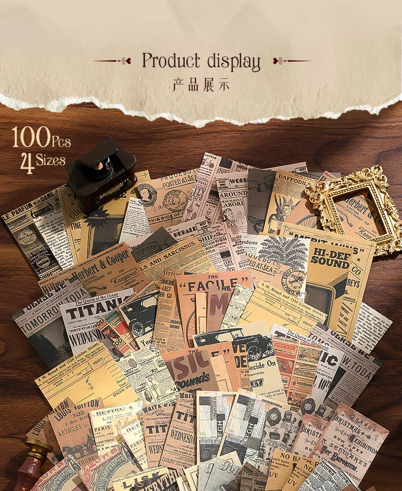 100PCS Retro Scrapbook Paper Set – DIY Collage, Journal & Album Craft Materials