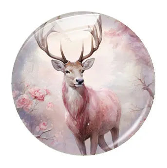 Handmade Christmas X-mas Winter Pink Gnomies Deer Snowman Bells Photo Glass Cabochon Flatback Demo Cameo For Diy Jewelry Making