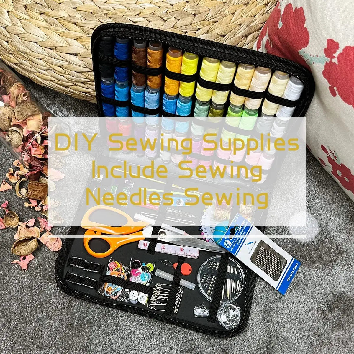 Complete Sewing Kit – Threads, Needles, Scissors & Accessories (Home & Travel)