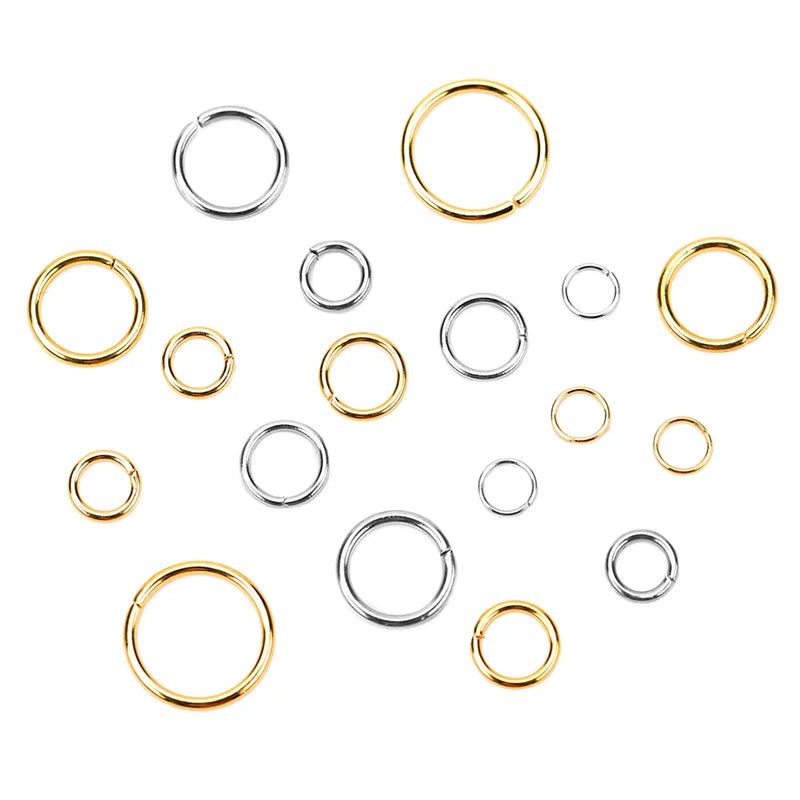 100pcs PVD Stainless Steel Open Jump Rings – 3-10mm Split Rings for Jewelry Making