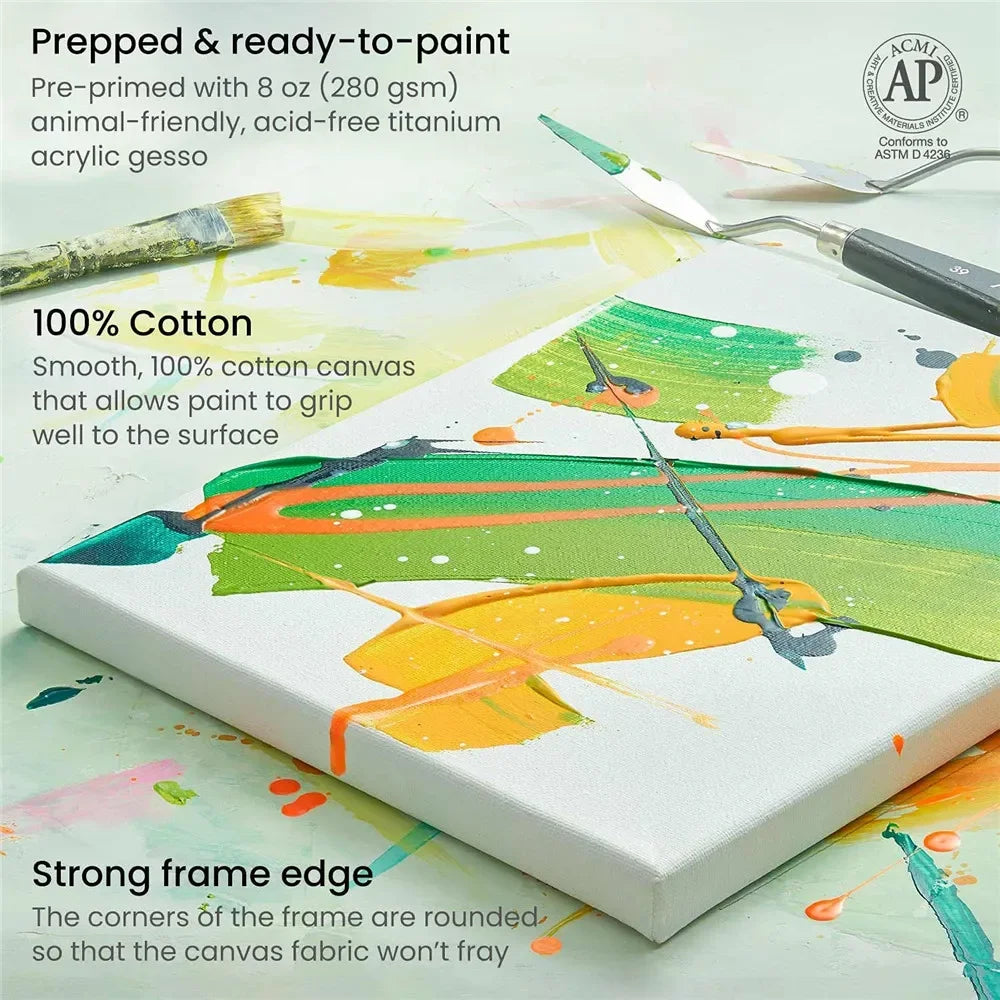 🎨 4-Pack White Blank Square Artist Canvas Boards – Cotton Panels for Acrylic, Oil & Watercolor Painting