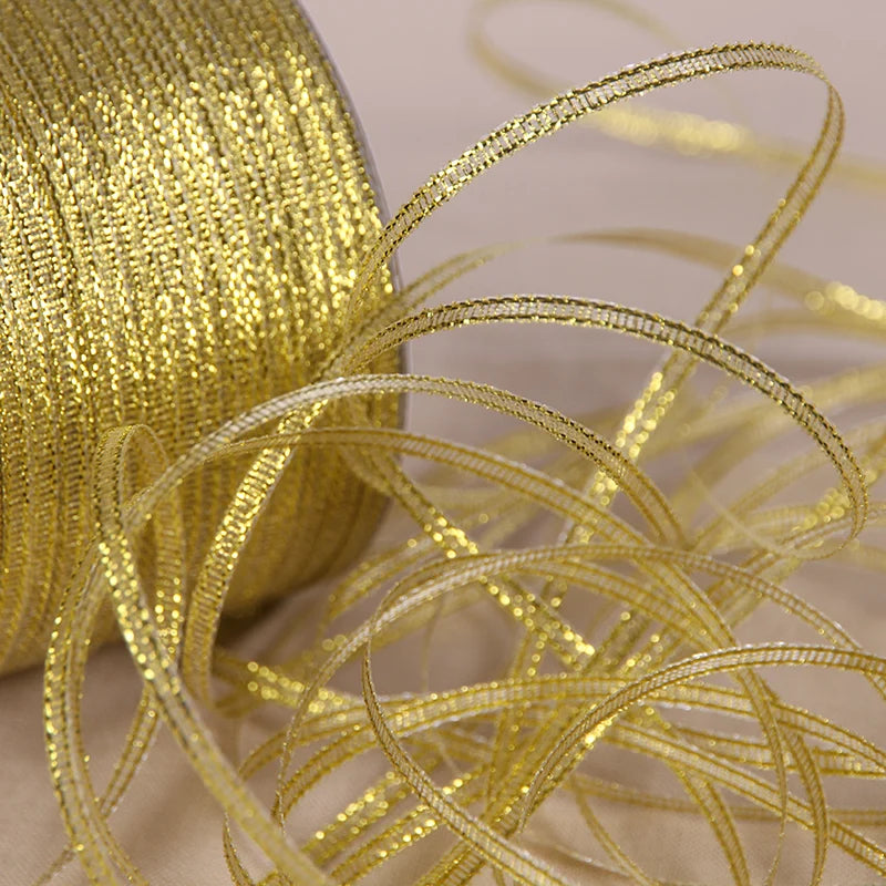 25Y 6mm Glitter Silk Satin Ribbon – Silver/Gold
