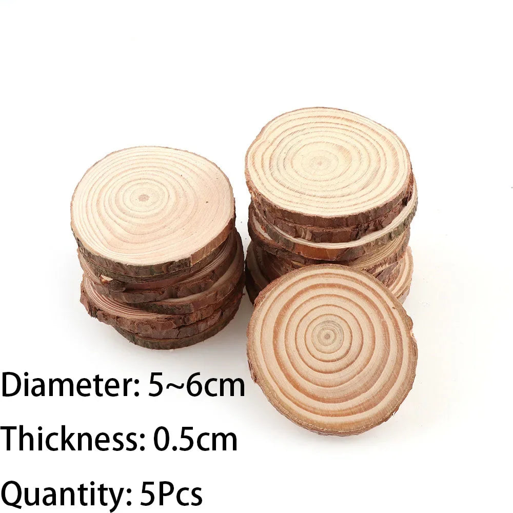 Natural Pine Wood Slices with Bark – 3–16CM Unfinished Round Log Discs (1–10pcs)