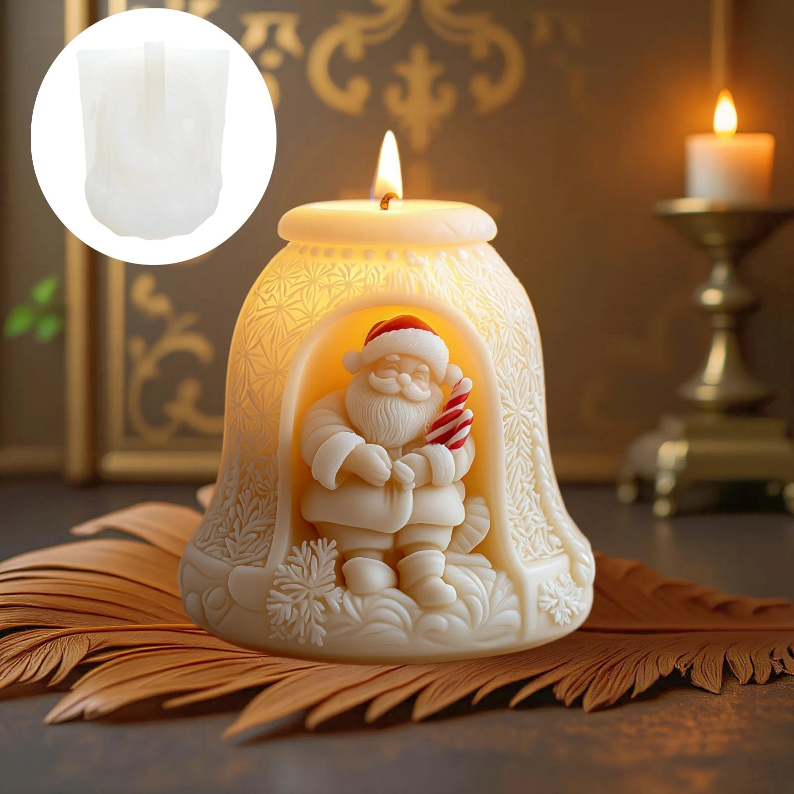 3D Reindeer & Santa Silicone Candle Mold – Christmas Resin Mold