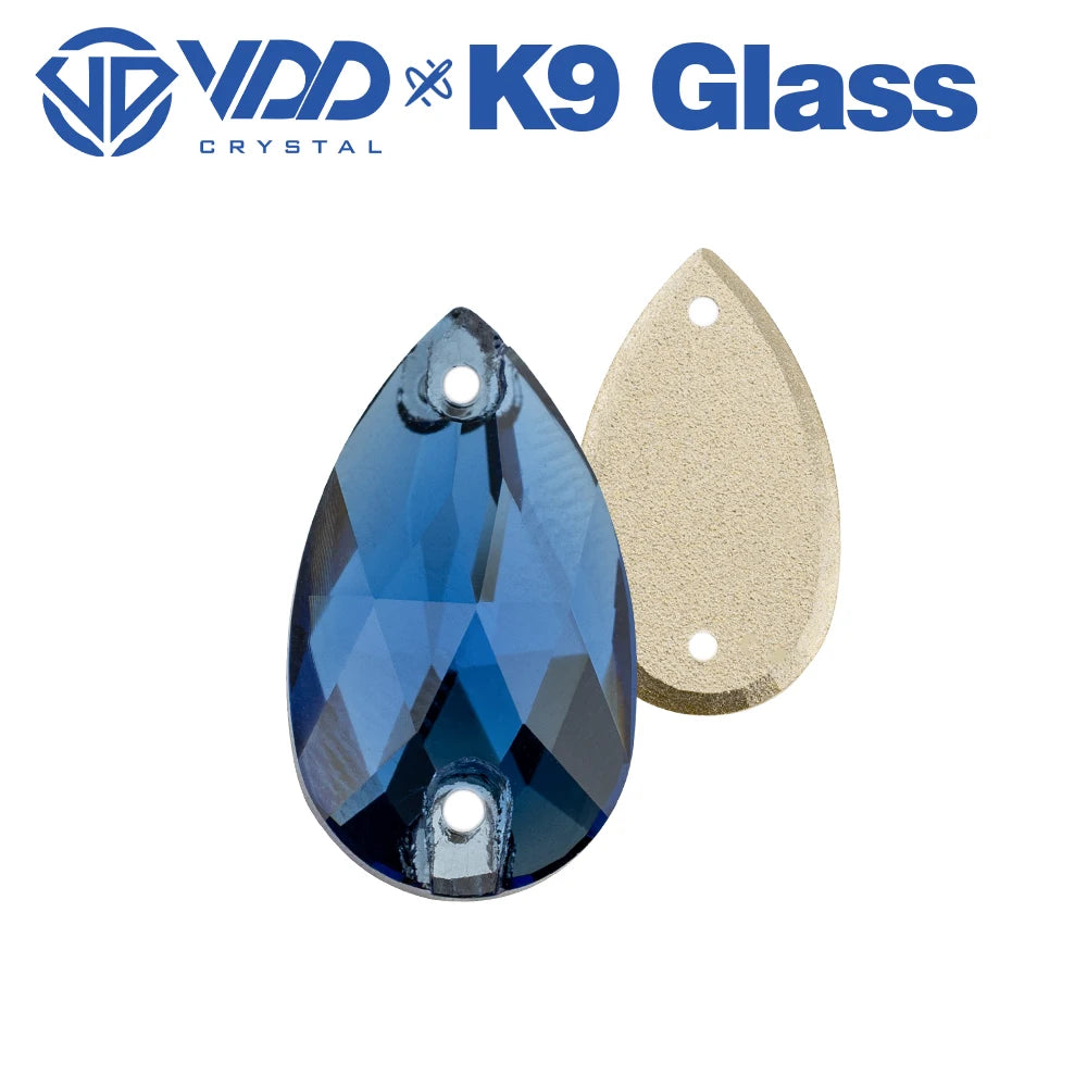 VDD Pear-Shaped K9 Glass Sew-On Rhinestones – Multicolor Crystal Stones