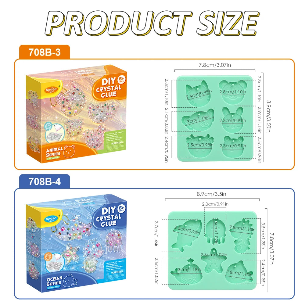 Kids DIY Crystal Glue Keychain Craft Kit – Fun Art Set for Girls