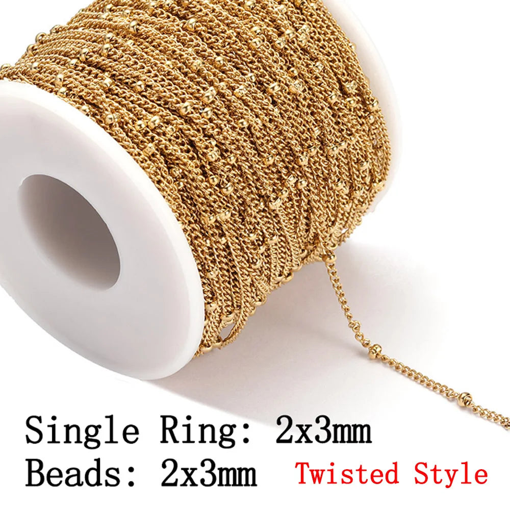 No Fade Stainless Steel Chain – 2M Gold Chain for DIY Jewelry Making