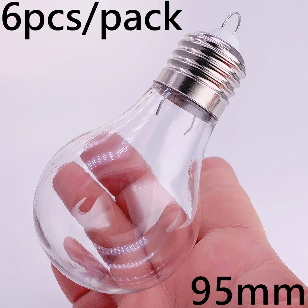 6pcs Transparent Shatterproof Christmas Baubles – 80mm Plastic Ornaments