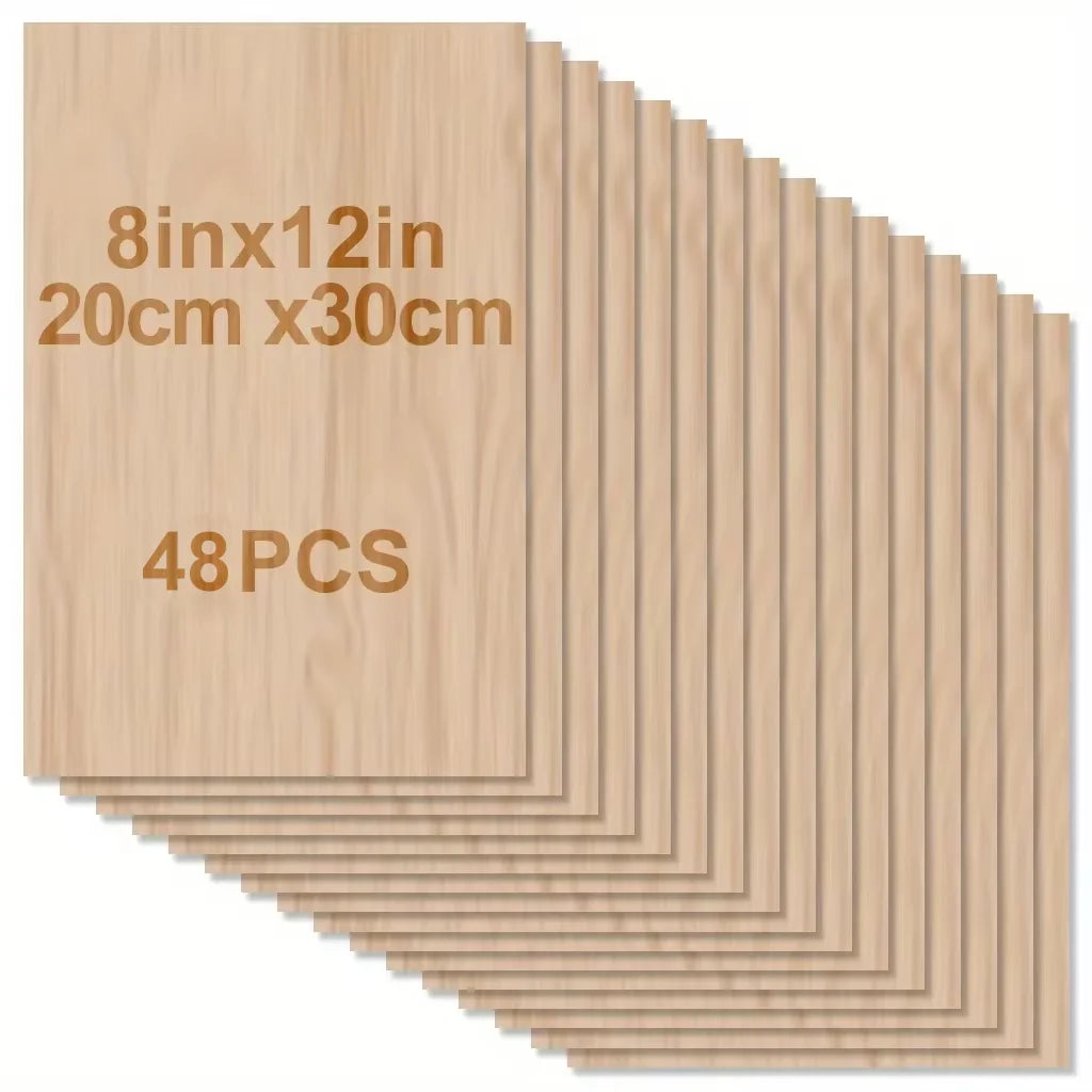 Plywood Craft Panels – 4–48pcs Laser-Cut Wood Sheets