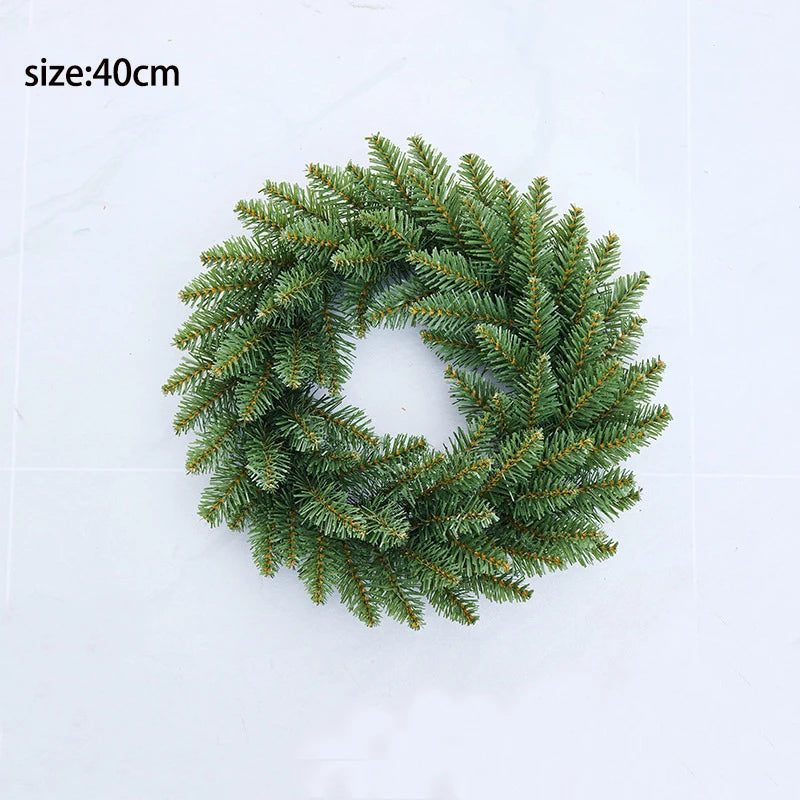 Christmas Green Pine Needle Wreath – Front Door Garland Decoration (30/40/50cm)