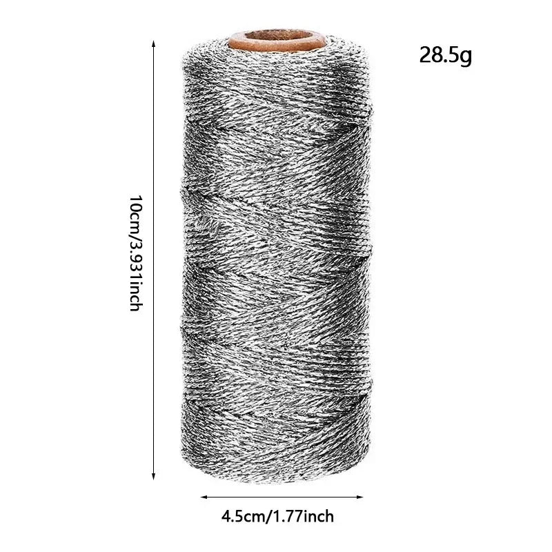 1mm Gold & Silver Twisted Macrame Cord – 100M Metallic Rope for DIY Crafts