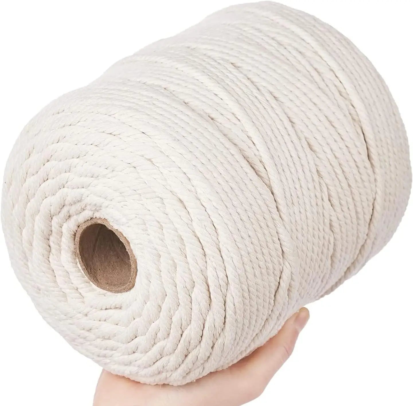 100% Natural Cotton Macrame Cord 4mm – Craft Rope for DIY, Knitting & Décor (Beige)